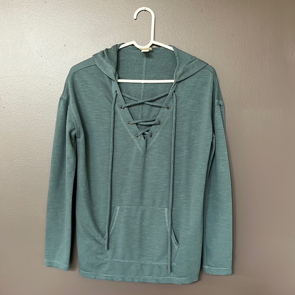 Turquoise Sweatshirt with tie up front, Target, small